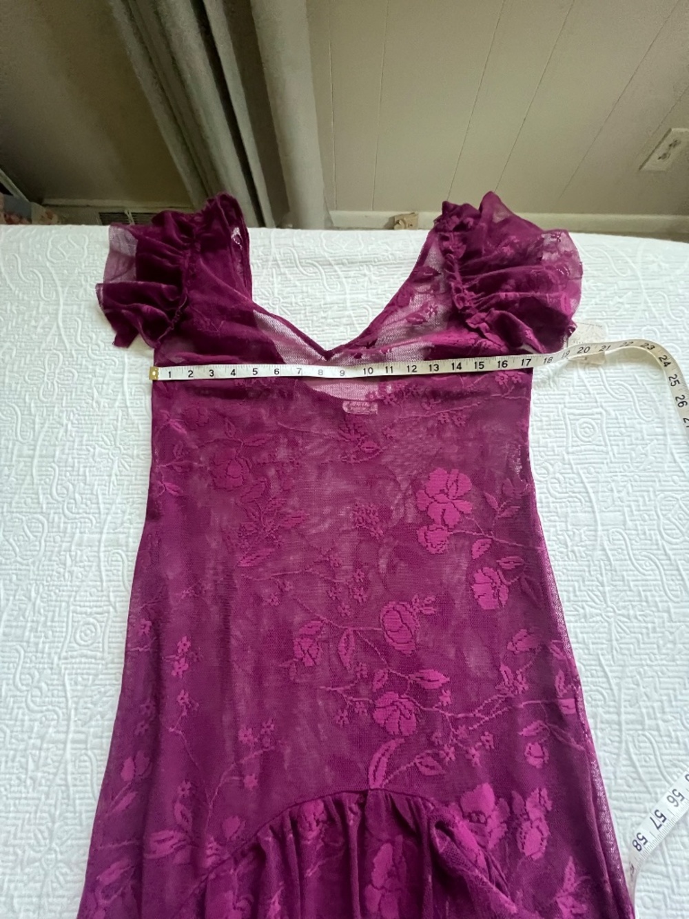 Free People Intimately Sheer Lace Maxi Dress in Plum Size M - Picture 9 of 16